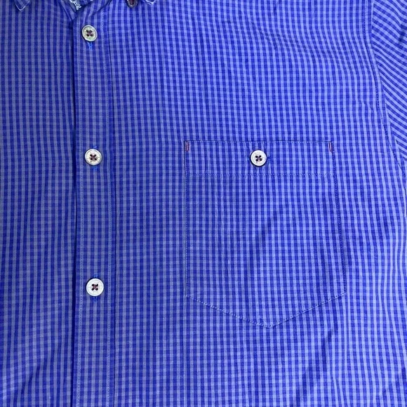 Ted Baker Men's Shirt Sz XL Blue Button Up Short Sleeve 100% Cotton‎ - Picture 6 of 7